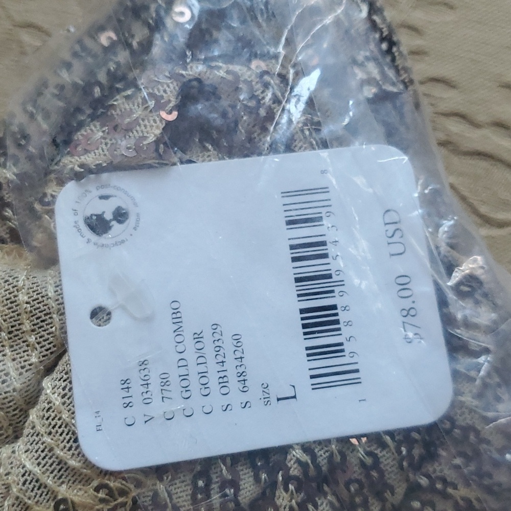 Free People Gold Rush Sequin Top Size/Gold Combo - Picture 6 of 9